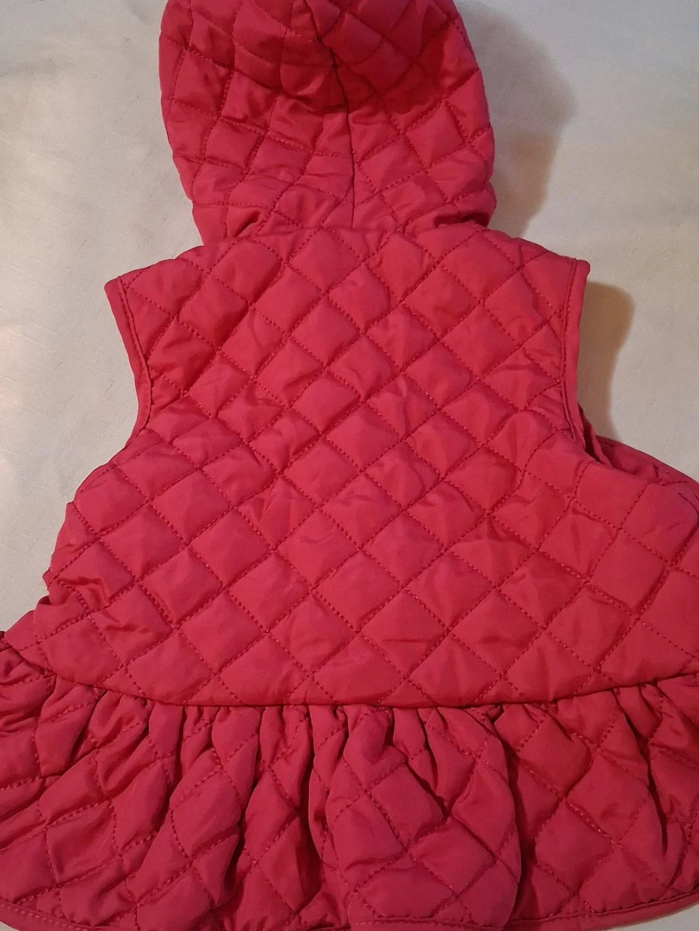 Little Me Quilted Hooded Vest in Red with Faux Fur Trim 24M 260956